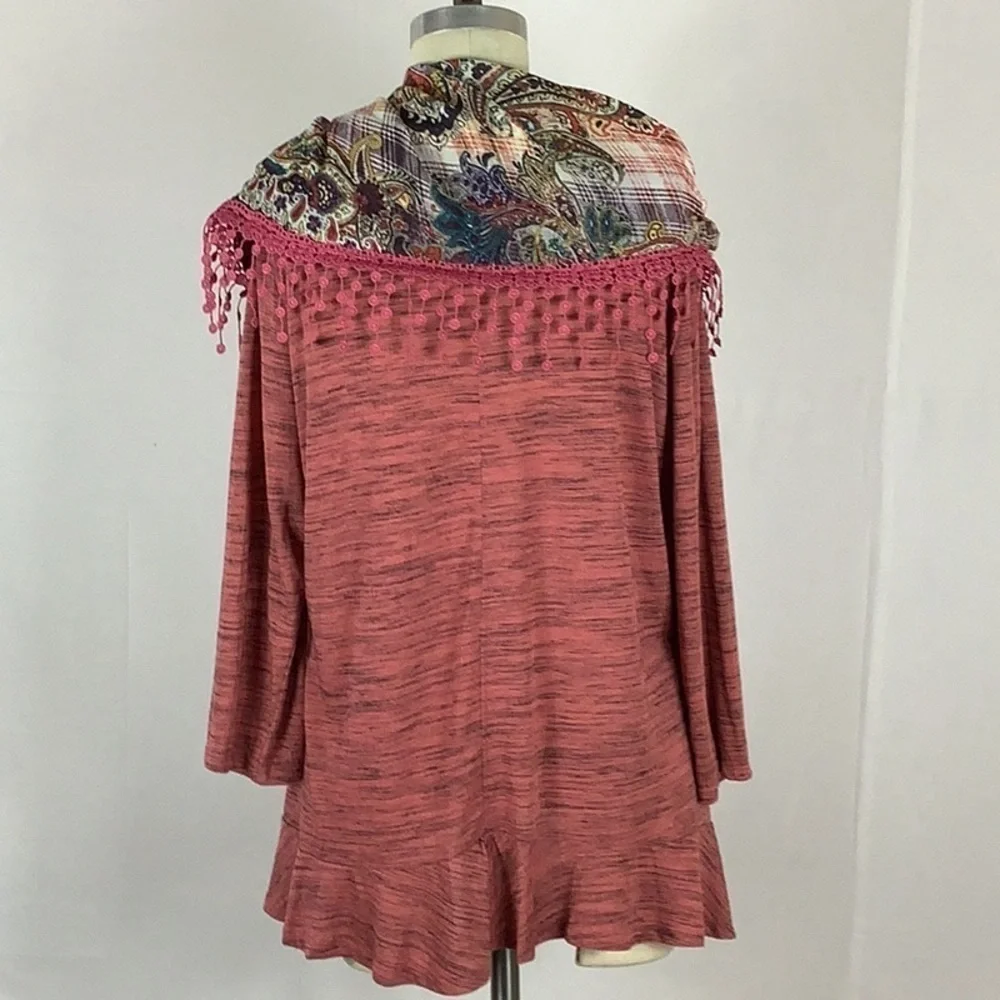 Energy world wear Top w/ removable Scarf - Picture 3 of 6